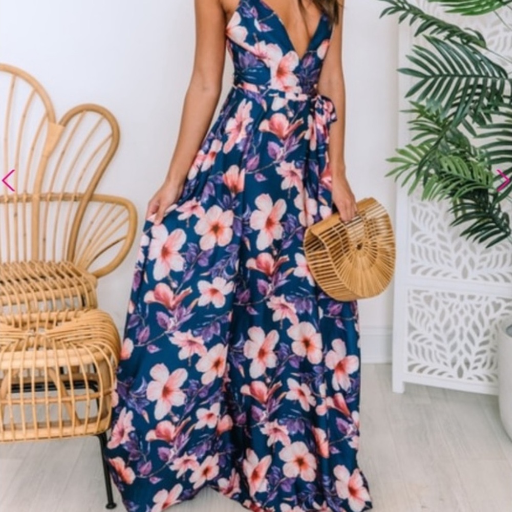 Pink Lily Silky Maxi Dress